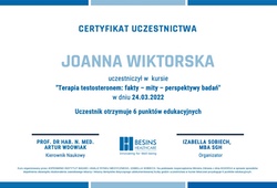 Dyplomy i certyfikaty Joanna Wiktorska Endokrynolog Łódź