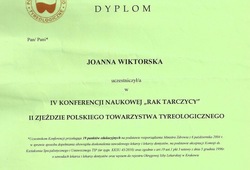Dyplomy i certyfikaty Joanna Wiktorska Endokrynolog Łódź