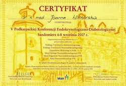 Dyplomy i certyfikaty Joanna Wiktorska Endokrynolog Łódź