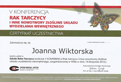 Dyplomy i certyfikaty Joanna Wiktorska Endokrynolog Łódź
