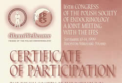 Dyplomy i certyfikaty Joanna Wiktorska Endokrynolog Łódź