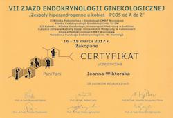 Dyplomy i certyfikaty Joanna Wiktorska Endokrynolog Łódź