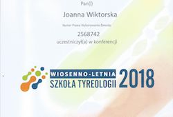 Dyplomy i certyfikaty Joanna Wiktorska Endokrynolog Łódź
