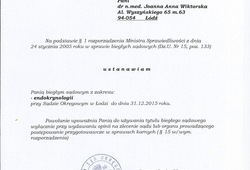 Dyplomy i certyfikaty Joanna Wiktorska Endokrynolog Łódź