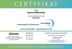 Dyplomy i certyfikaty Joanna Wiktorska Endokrynolog Łódź