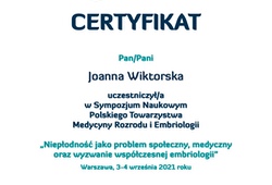 Dyplomy i certyfikaty Joanna Wiktorska Endokrynolog Łódź
