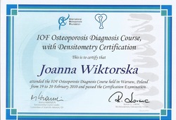 Dyplomy i certyfikaty Joanna Wiktorska Endokrynolog Łódź