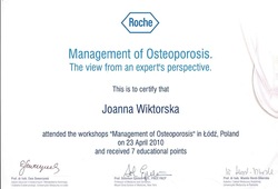 Dyplomy i certyfikaty Joanna Wiktorska Endokrynolog Łódź
