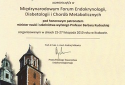 Dyplomy i certyfikaty Joanna Wiktorska Endokrynolog Łódź