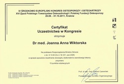 Dyplomy i certyfikaty Joanna Wiktorska Endokrynolog Łódź