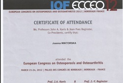 Dyplomy i certyfikaty Joanna Wiktorska Endokrynolog Łódź