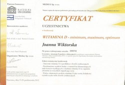 Dyplomy i certyfikaty Joanna Wiktorska Endokrynolog Łódź
