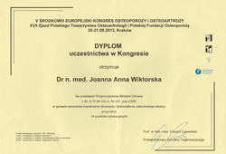 Dyplomy i certyfikaty Joanna Wiktorska Endokrynolog Łódź