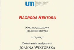 Dyplomy i certyfikaty Joanna Wiktorska Endokrynolog Łódź